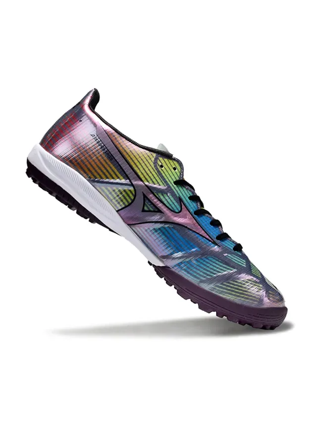 Mizuno White Multicolor Iridescent Upper Glitch-Print Detailing Artificial-Grass Soccer Shoes 8