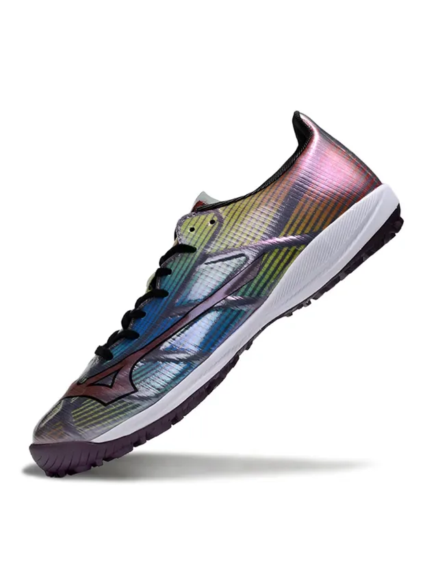 Mizuno White Multicolor Iridescent Upper Glitch-Print Detailing Artificial-Grass Soccer Shoes 9