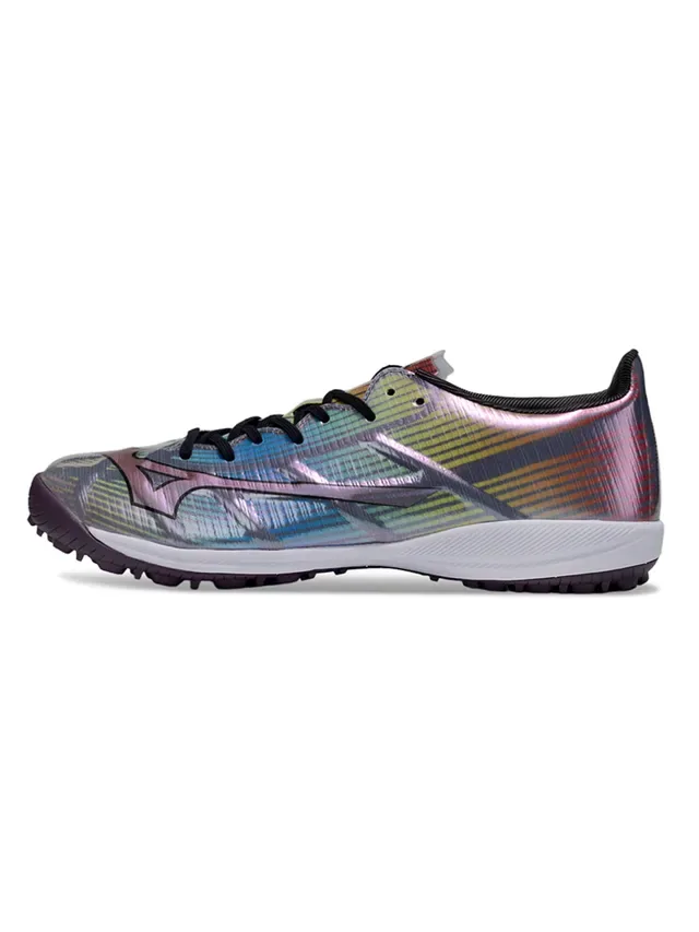Mizuno White Multicolor Iridescent Upper Glitch-Print Detailing Artificial-Grass Soccer Shoes 13