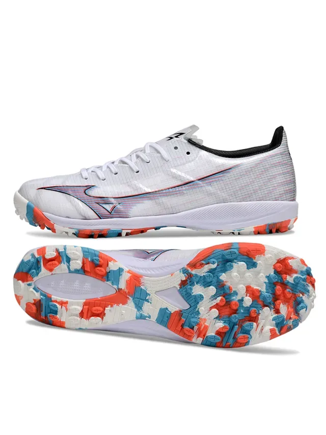 Mizuno White Multicolor Iridescent Upper Glitch-Print Detailing Artificial-Grass Soccer Shoes 20