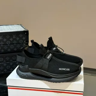 Moncler Black Knit Slip-On Elastic Strap Detail Lifestyle Sneakers