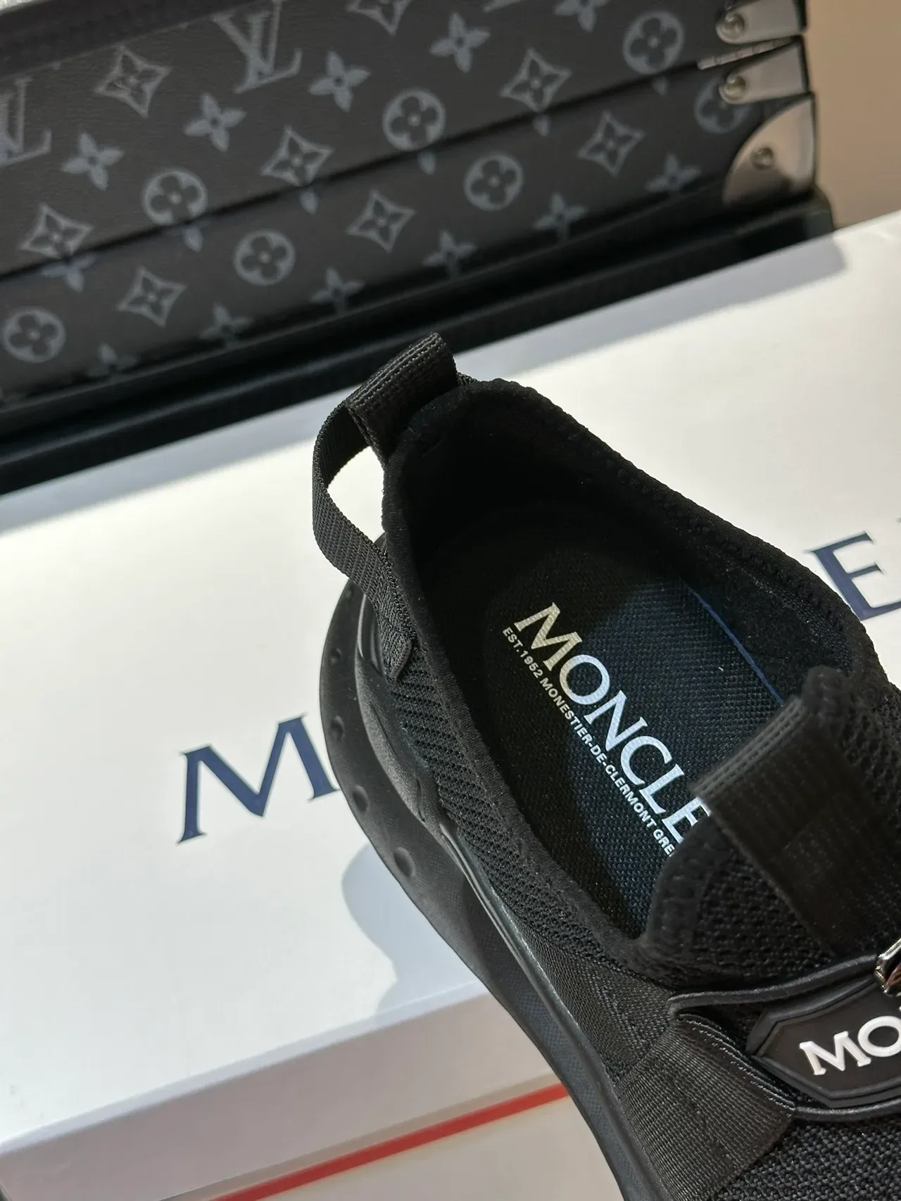 Moncler Noir Tricot Slip-On Détail Sangle Élastique Lifestyle Sneakers 2