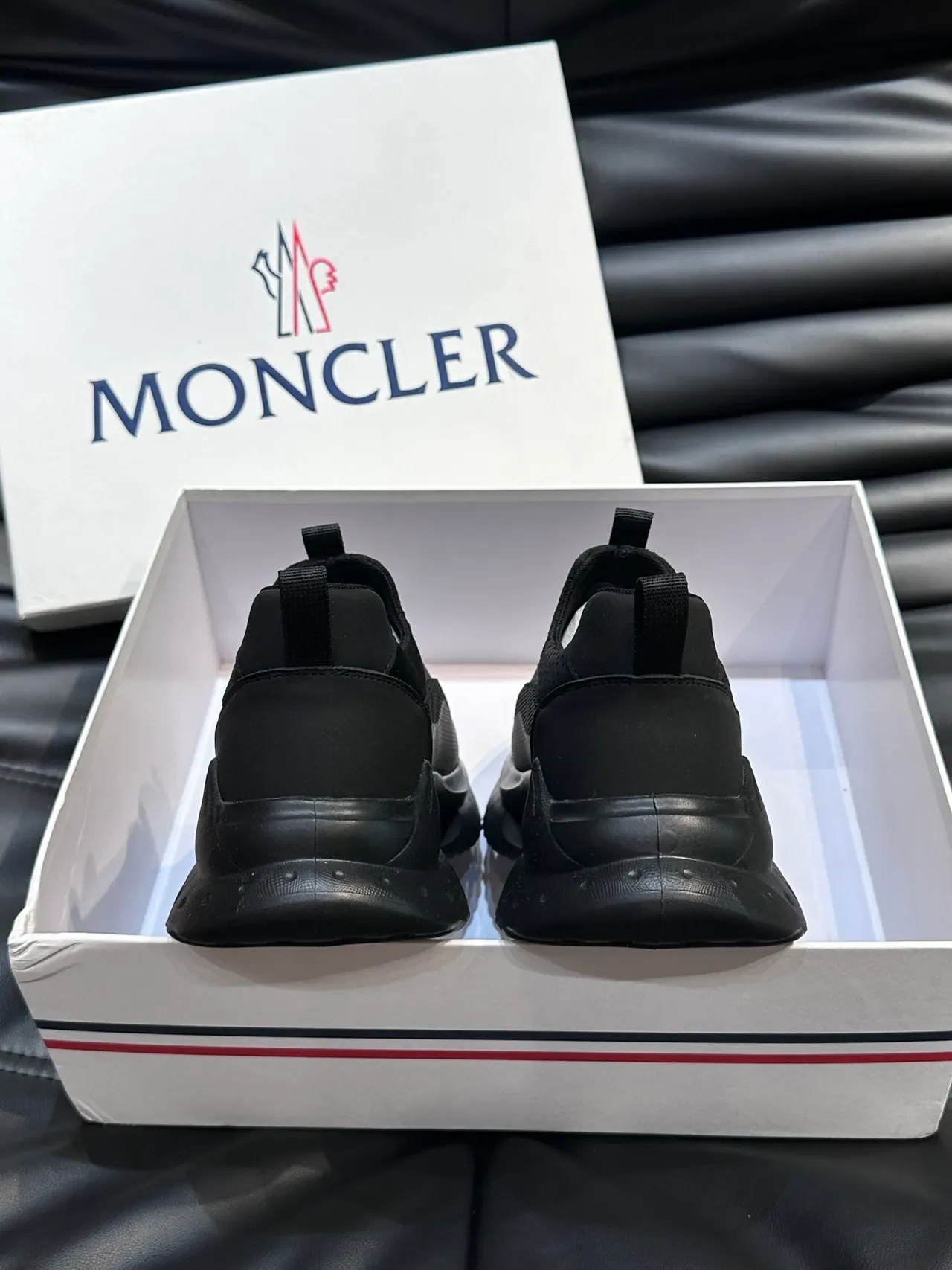Moncler Black Slip-On Perforated Mesh Sneakers 3