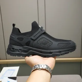 Moncler Black Sock-Fit Mesh Strap Sneaker