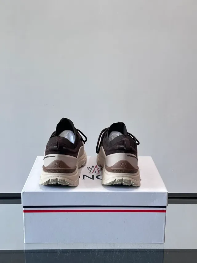 Moncler Marron Beige Semelle Chunky Col Tricot Côtelé Sneakers Lifestyle 3