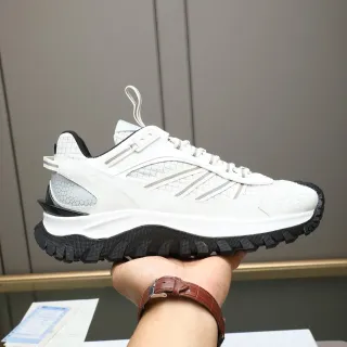 Moncler White Black Chunky Sole Mesh And Synthetic Overlay Construction Lifestyle Sneakers