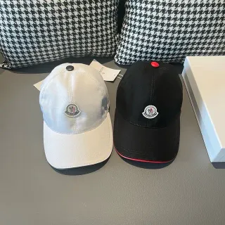 Moncler White Black Structured Six-Panel Embroidered Logo Baseball Cap