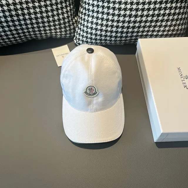 Moncler White Black Structured Six-Panel Embroidered Logo Baseball Cap 2