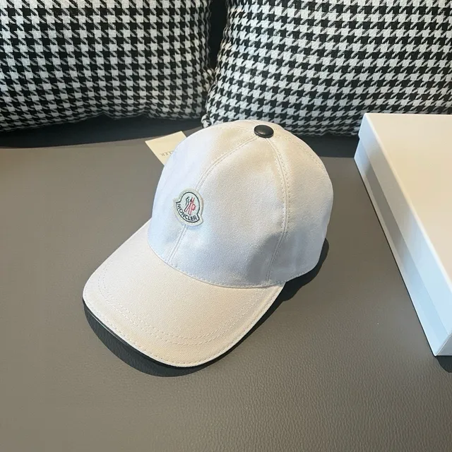 Moncler White Black Structured Six-Panel Embroidered Logo Baseball Cap 3