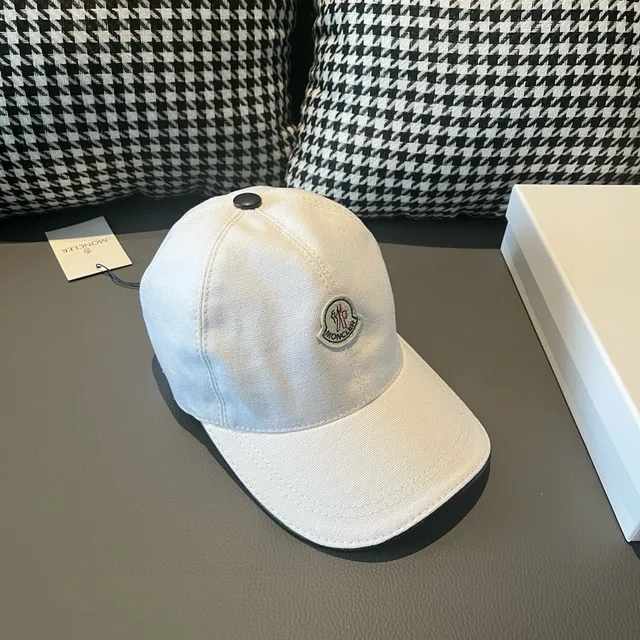 Moncler White Black Structured Six-Panel Embroidered Logo Baseball Cap 4