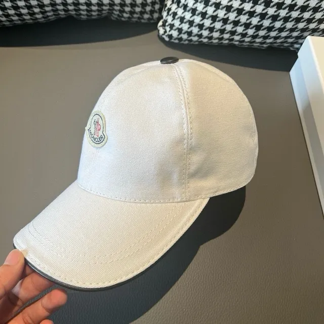 Moncler White Black Structured Six-Panel Embroidered Logo Baseball Cap 5