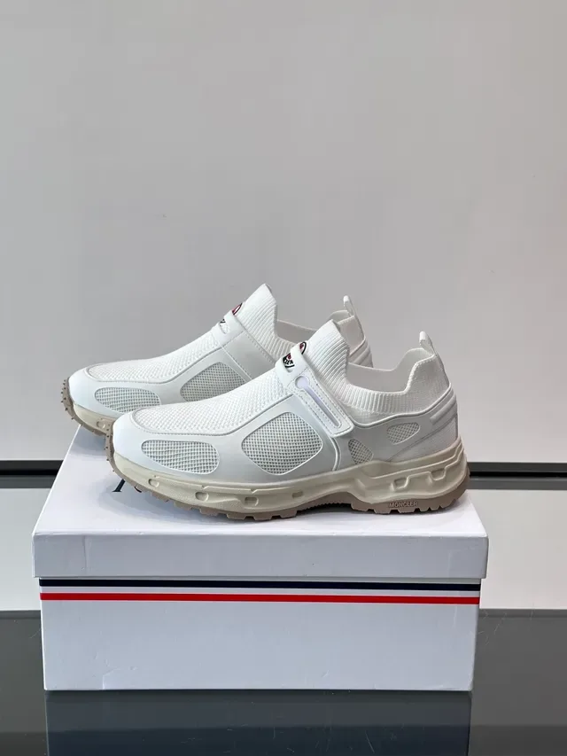 Moncler White Mesh Slip-On Sneakers 5