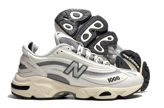 New Balance 1000 Off-White Gris Zapatillas Chunky 4