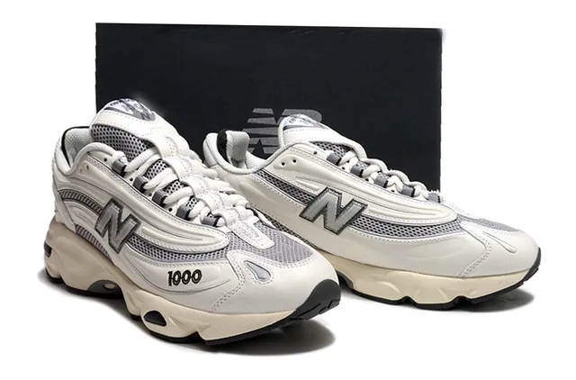 New Balance 1000 Off-White Gris Zapatillas Chunky 5