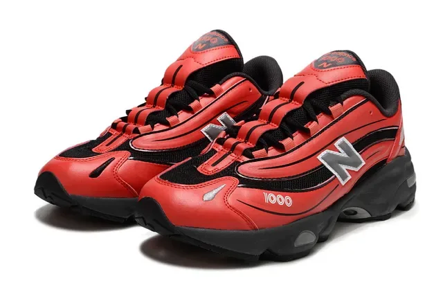 New Balance 1000 Red and Black Chunky Sneakers 2