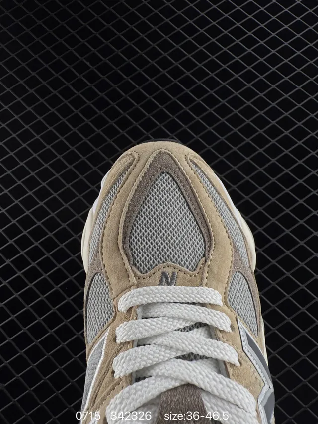 New Balance 342326 Beige Gris Semelle multicouche Cuir suédé et mesh Supérieur Sneakers Chunky 6