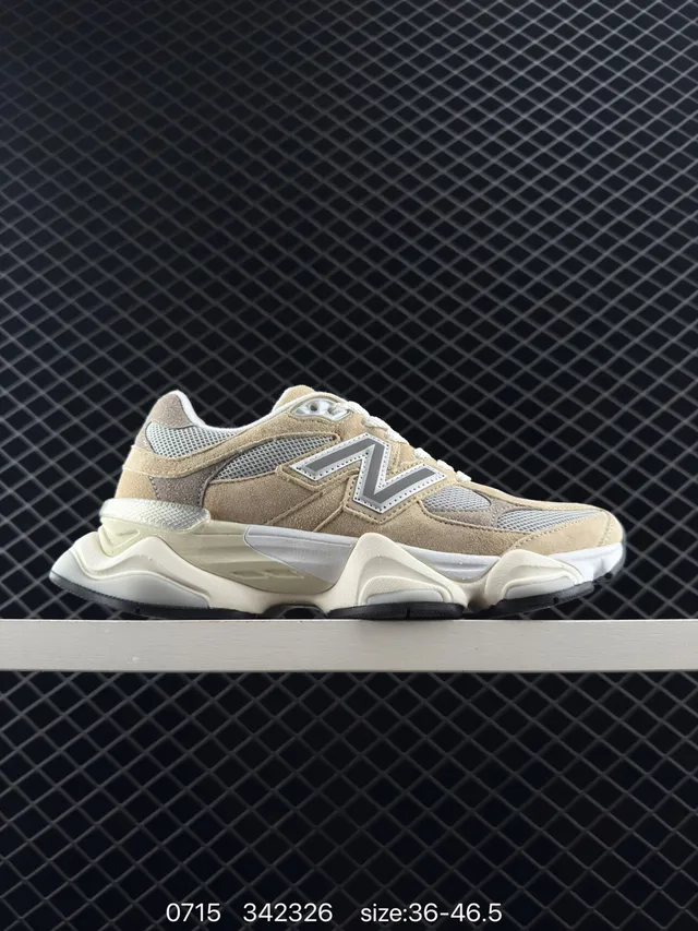 New Balance 342326 Beige Gris Semelle multicouche Cuir suédé et mesh Supérieur Sneakers Chunky 9