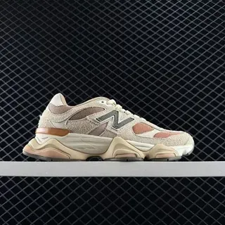 New Balance 9060 米色蜜桃网面麂皮厚底运动鞋