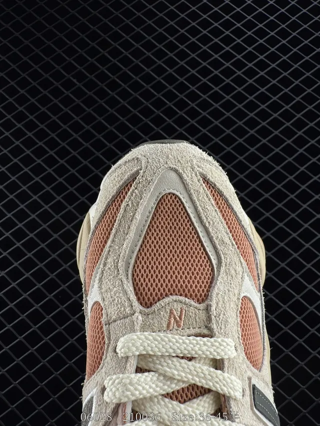 New Balance 9060 beige pêche maille daim baskets épaisses 2