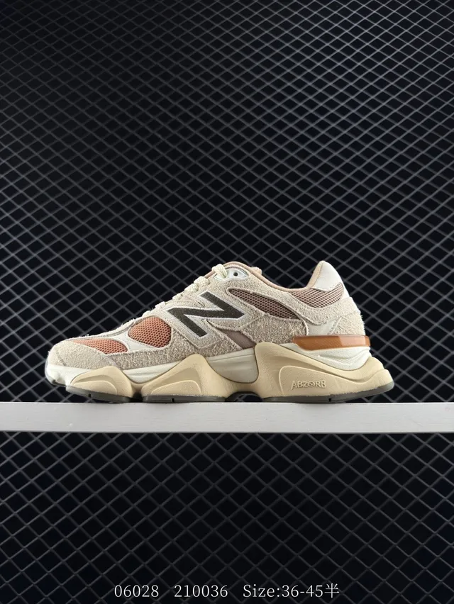 New Balance 9060 beige pêche maille daim baskets épaisses 5