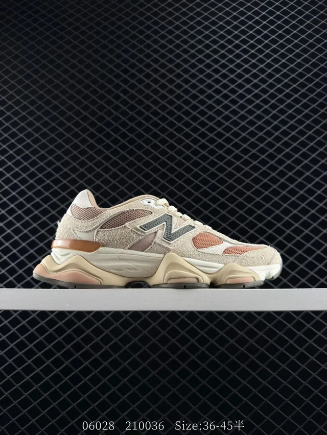 New Balance 9060 beige pêche maille daim baskets épaisses 6