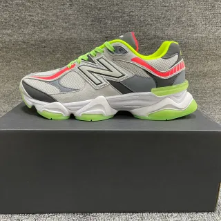 New Balance 9060 Gray White Neon Lime Green Chunky Sneakers