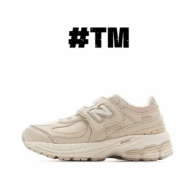 New Balance Beige Gris Fermeture de Sangle Velcro Col Forré de Fleece Sneakers Lifestyle 5