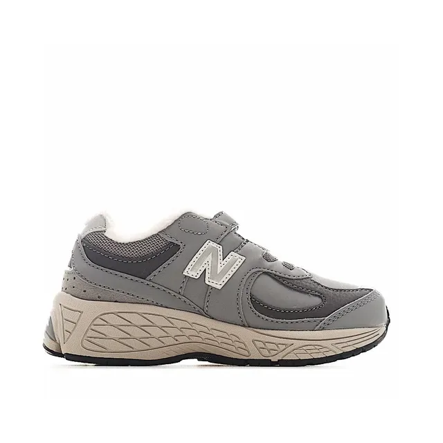 New Balance Beige Gris Fermeture de Sangle Velcro Col Forré de Fleece Sneakers Lifestyle 7