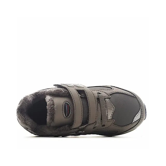 New Balance Beige Gris Fermeture de Sangle Velcro Col Forré de Fleece Sneakers Lifestyle 18