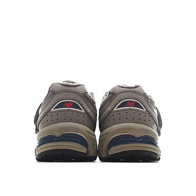 New Balance Beige Gris Fermeture de Sangle Velcro Col Forré de Fleece Sneakers Lifestyle 19