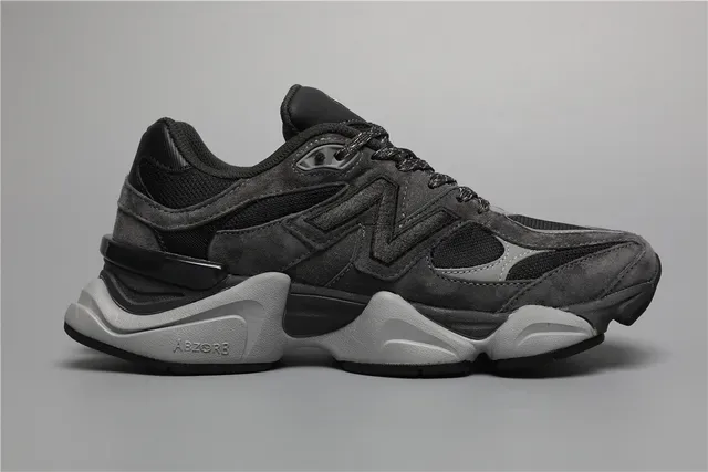 New Balance Negro Gris Silueta Gruesa Suede Y Malla Superior Zapatos Lifestyle 8
