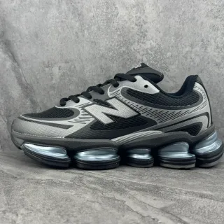 New Balance Black Silver Mesh And Synthetic Upper Segmented Transparent Air-Pod Midsole Chunky Sneakers