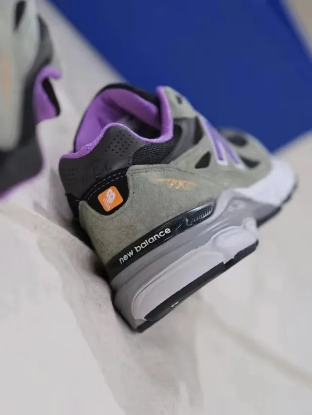 New Balance Gray Purple Olive Green Suede And Black Mesh Upper N Logo Accent Lifestyle Sneakers 2