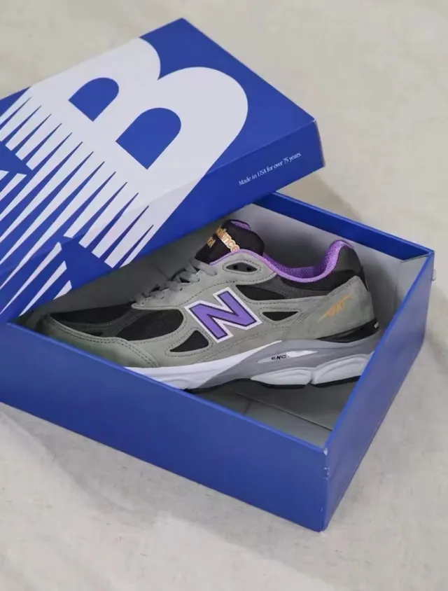 New Balance Gray Purple Olive Green Suede And Black Mesh Upper N Logo Accent Lifestyle Sneakers 6