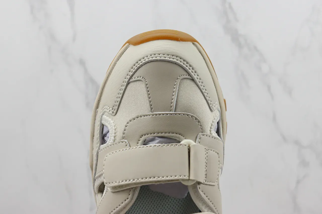 New Era Beige Black Chunky Sole Velcro Strap Closure Casual Sandals 6