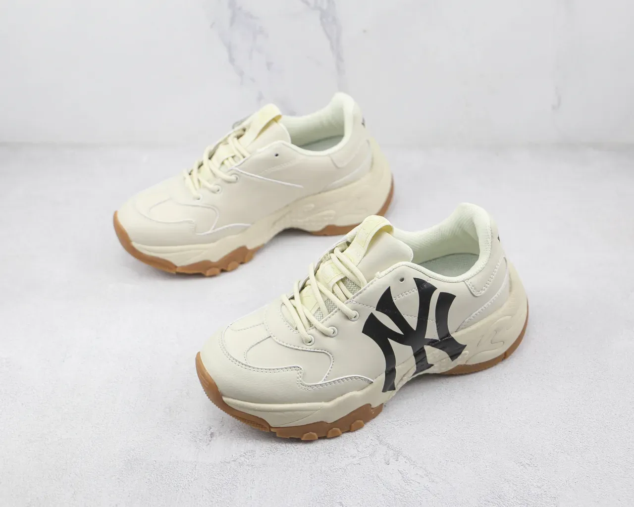 New Era Beige Black Sole Oversized NY Logo Chunky Sneakers 4