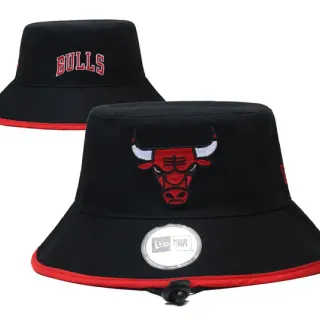 New Era Chicago Bulls Black Red Embroidered Team Logo Contrasting Trim Bucket Hat