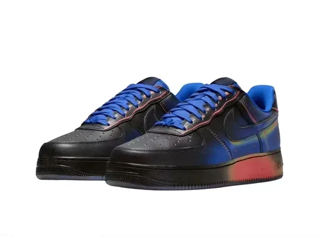 Nike Air Force 1 Black Blue Red Iridescent Gradient Lifestyle Sneakers 5