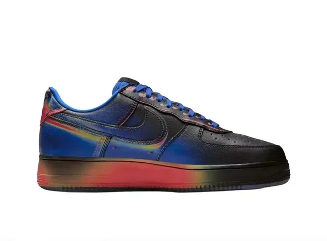 Nike Air Force 1 Black Blue Red Iridescent Gradient Lifestyle Sneakers 6