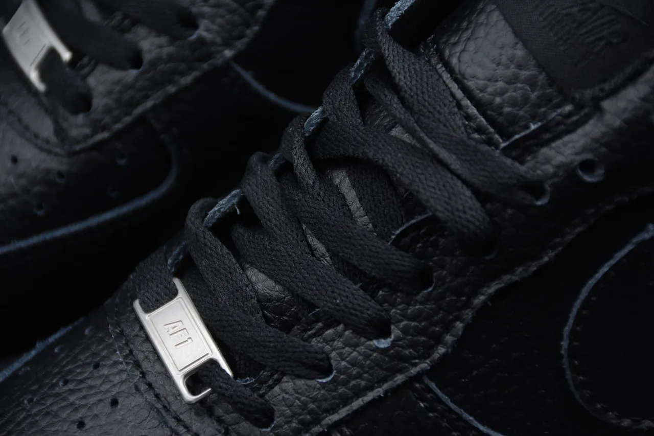 Nike Air Force 1 Black Pebbled Leather Lifestyle Sneakers 8
