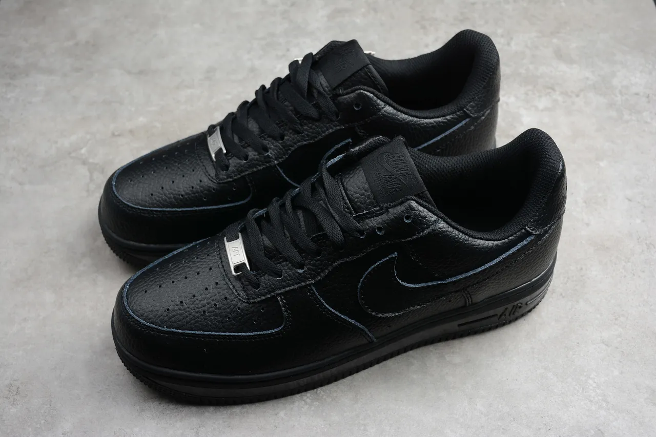 Nike Air Force 1 Black Pebbled Leather Lifestyle Sneakers 10