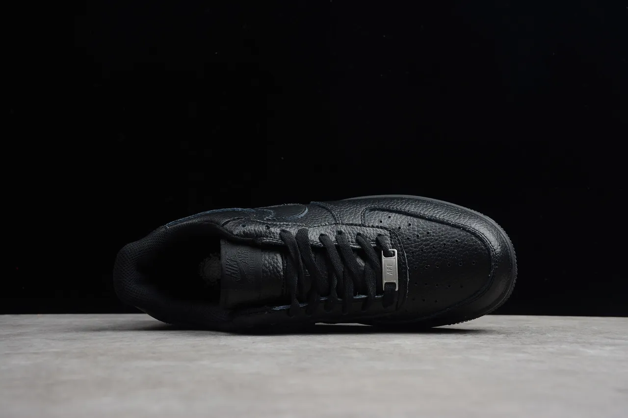 Nike Air Force 1 Black Pebbled Leather Lifestyle Sneakers 13