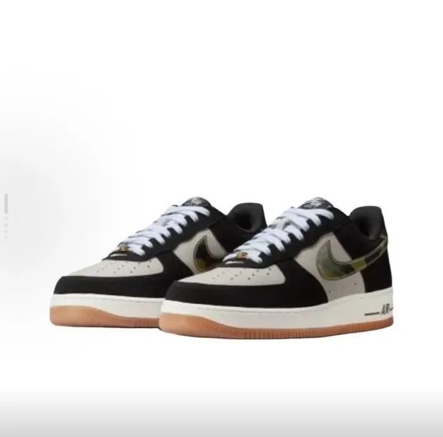 Nike Air Force 1 Black White Camo Swoosh Lifestyle Sneakers 5