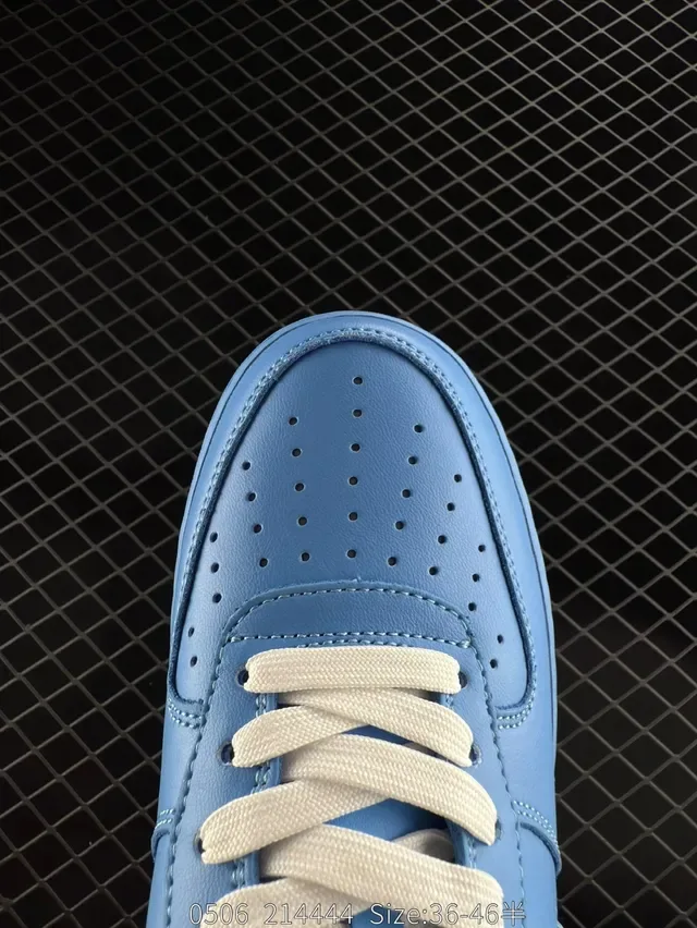 Nike Air Force 1 Blue Metallic Swoosh Low-Top Lifestyle Sneakers 3