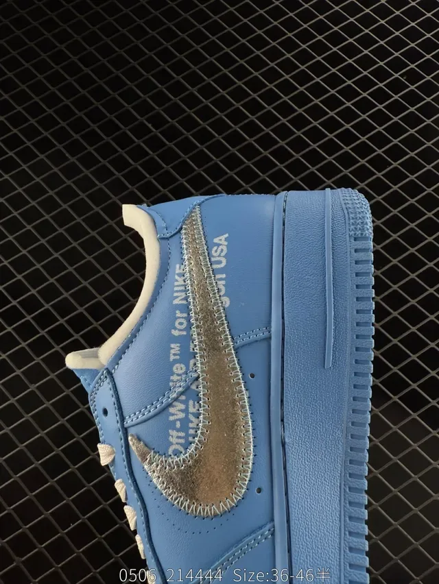 Nike Air Force 1 Blue Metallic Swoosh Low-Top Lifestyle Sneakers 4