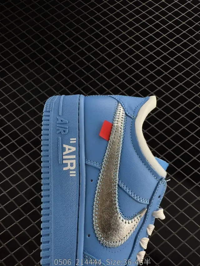 Nike Air Force 1 Blue Metallic Swoosh Low-Top Lifestyle Sneakers 5