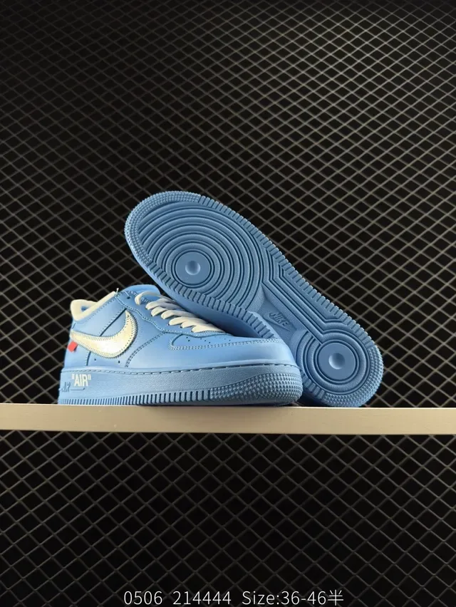 Nike Air Force 1 Blue Metallic Swoosh Low-Top Lifestyle Sneakers 6