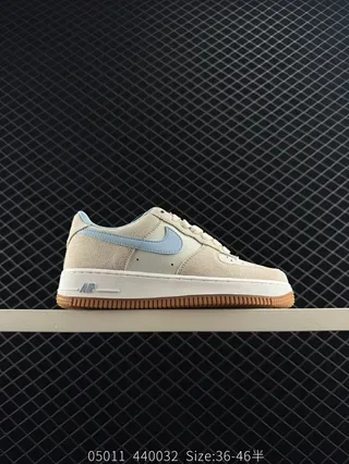 Nike Air Force 1 Low Beige and Light Blue Lifestyle Sneakers 2