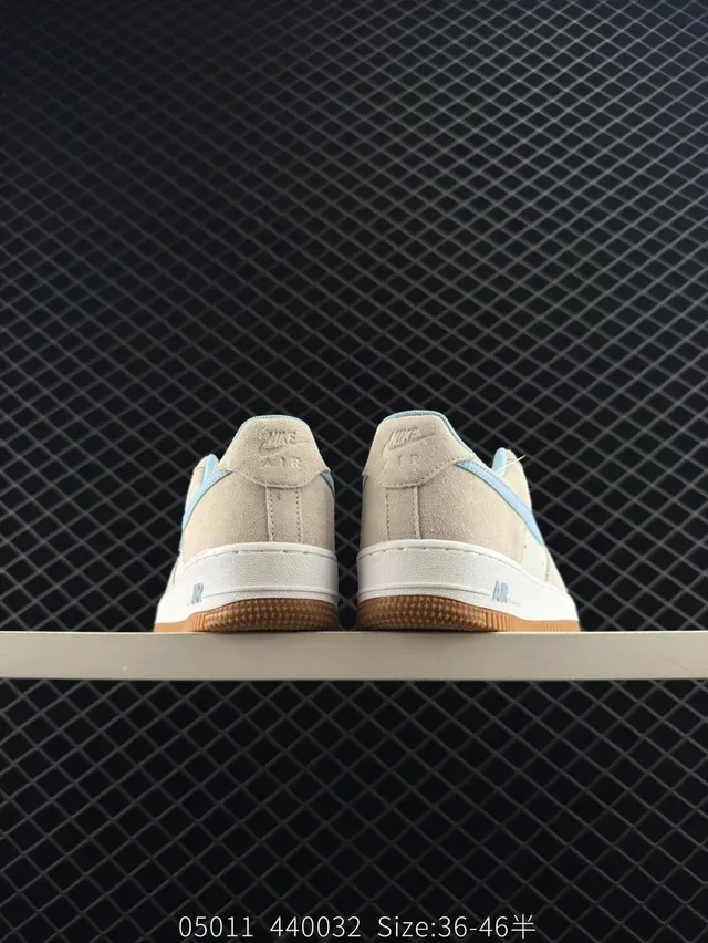 Nike Air Force 1 Low Beige and Light Blue Lifestyle Sneakers 5