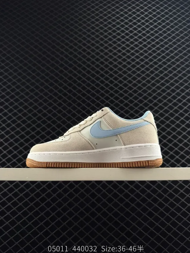 Nike Air Force 1 Low Beige and Light Blue Lifestyle Sneakers 7